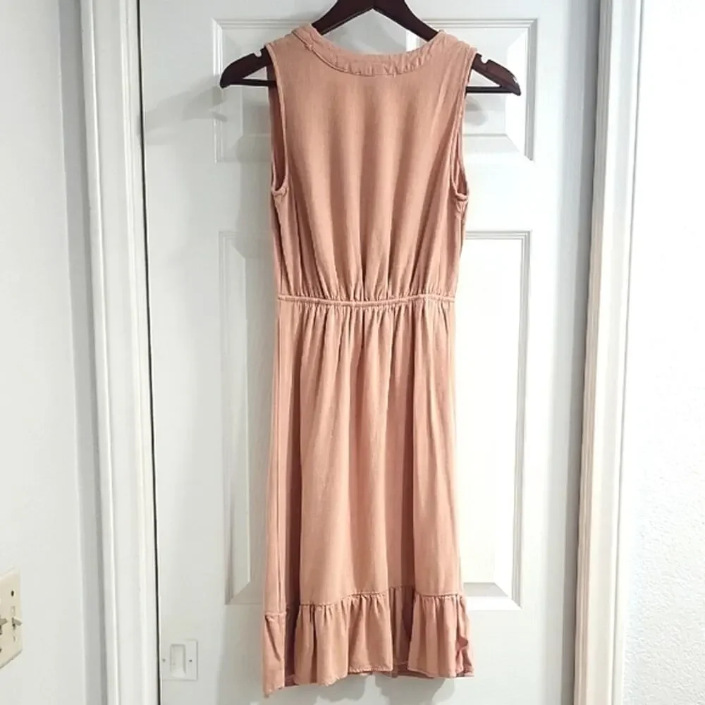 Monteau Sleeveless Ruffle Hem Dress in - Peach Color